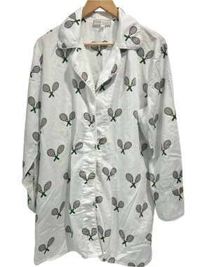Toss Designs 100% Cotton Tennis Racquet Sporty Preppy Night Shirt - L/XL